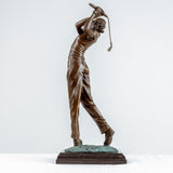 Female Golfer Bronze Sculpture Bronze Golf Player Statue Woman Golfer Figurines Girl Playing Golf Art Crafts For Home Decor Gift