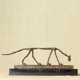 Bronze Cat Statue Abstract Cat Sculpture Classical Giacometti Art Reproduction Skeleton Animal Statue For Home Decor Collection