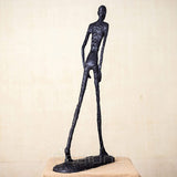 60cm Real Bronze Walking Man Statue by Giacometti Replica Abstract Skeleton Sculpture Vintage Bronze Casting Art Crafts Decor