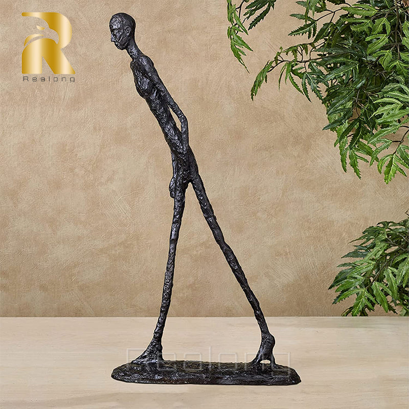 60cm Real Bronze Walking Man Statue by Giacometti Replica Abstract Skeleton Sculpture Vintage Bronze Casting Art Crafts Decor