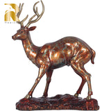 Deer Statue Art Sculpture 45cm Animal Figurine 100% Bronze Sculpture Statue Handmade Decorative Beautiful Gift Home Office Decor