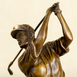 Famous Golf Man Bronze Sculpture, Bronze Golfer Figurine Statue Ornament with Marble Base Modern Art Craft for Home Office Decor Collection Gift