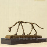 Bronze Cat Statue Abstract Cat Sculpture Classical Giacometti Art Reproduction Skeleton Animal Statue For Home Decor Collection