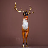 50cm Modern Art Bronze Deer Statue Simple Creative Sika Deer Bronze Sculpture Animal Crafts For Office Home Decor Ornament Gifts