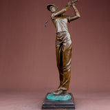 Female Golfer Bronze Sculpture Bronze Golf Player Statue Woman Golfer Figurines Girl Playing Golf Art Crafts For Home Decor Gift