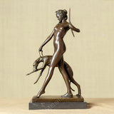 32cm Bronze Goddess of The Hunt Diana Statue Sculpture Handmade Mythology Art Crafts Bronze Statue For Home Decor Ornaments