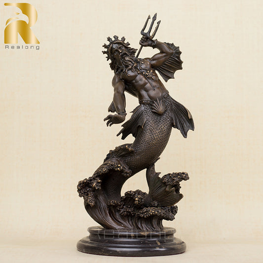 Poseidon Lord Of The Seas Bronze Sculpture Bronze Poseidon Statue Western Art Greek Figurine For Home Decor Ornament Gifts