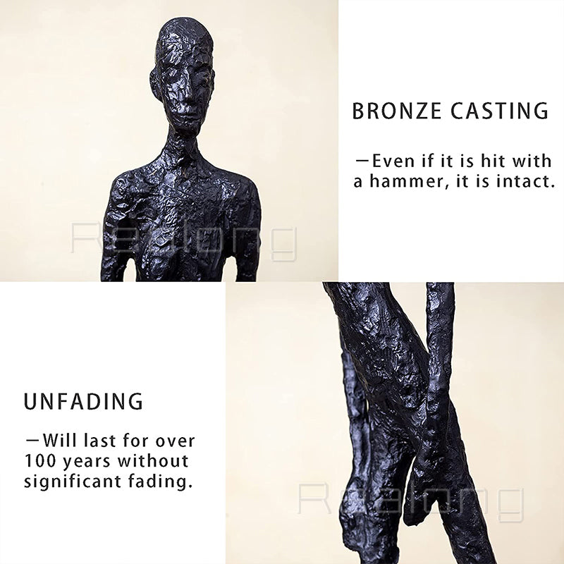 60cm Real Bronze Walking Man Statue by Giacometti Replica Abstract Skeleton Sculpture Vintage Bronze Casting Art Crafts Decor