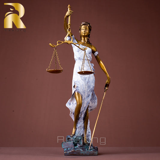 Lady Justice Bronze Statue, 100% Bronze Casting Lady Justice Figurine Sculpture Ornament Gift for Lawyer Judge Law School Teacher Judicial Officer