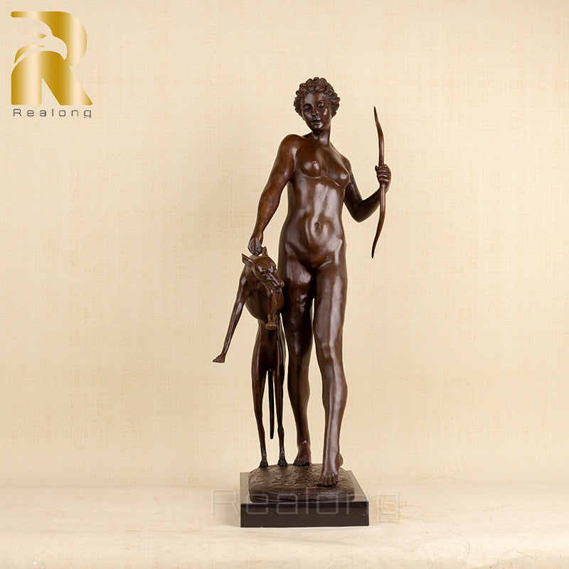 80cm Bronze Greek Mythology Goddess Diana Artemis Sculpture Bronze Goddess of The Hunt Diana Statue Home Decor Large Ornament