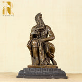 Bronze Moses Statue by Michelangelo Replica Famous Classic Bronze Moses with Ten Commandments Sculpture Figurine Art Home Decor