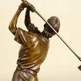 Famous Golf Man Bronze Sculpture, Bronze Golfer Figurine Statue Ornament with Marble Base Modern Art Craft for Home Office Decor Collection Gift