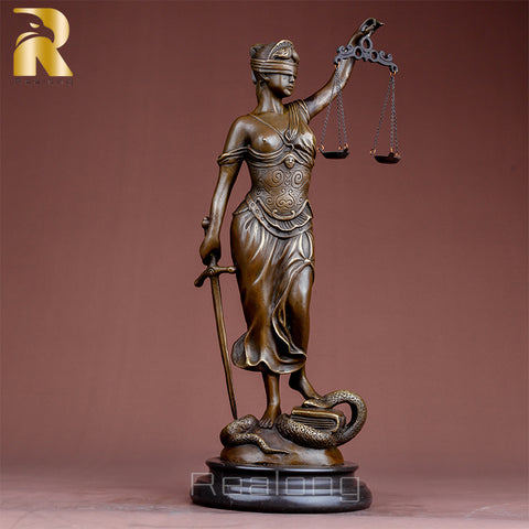 Bronze Lady Justice Statue With Scales Bronze Goddess of Justice Sculpture Mythology Bronze Statues For Home Decor Craft Gifts