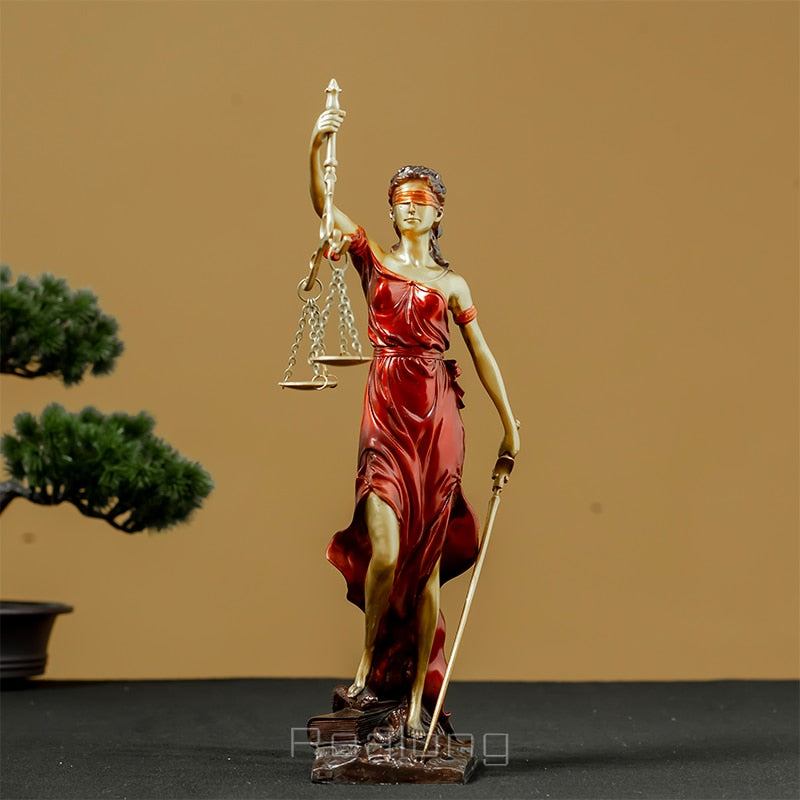 Bronze Lady Justice Statue Bronze Goddess of Justice Sculpture With Scales Famous Myth Statues For Home Office Decor Ornaments