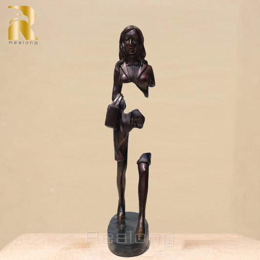 14 Inch Bruno Catalano Bronze Traveller Sculpture Abstract Travel Woman Statue Female Figurine Famous Bronze Cast For Home Decor