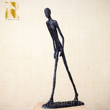 30cm Real Bronze Walking Man Statue by Giacometti Replica Abstract Vintage Bronze Casting Art Crafts Home Decor Ornament Gifts