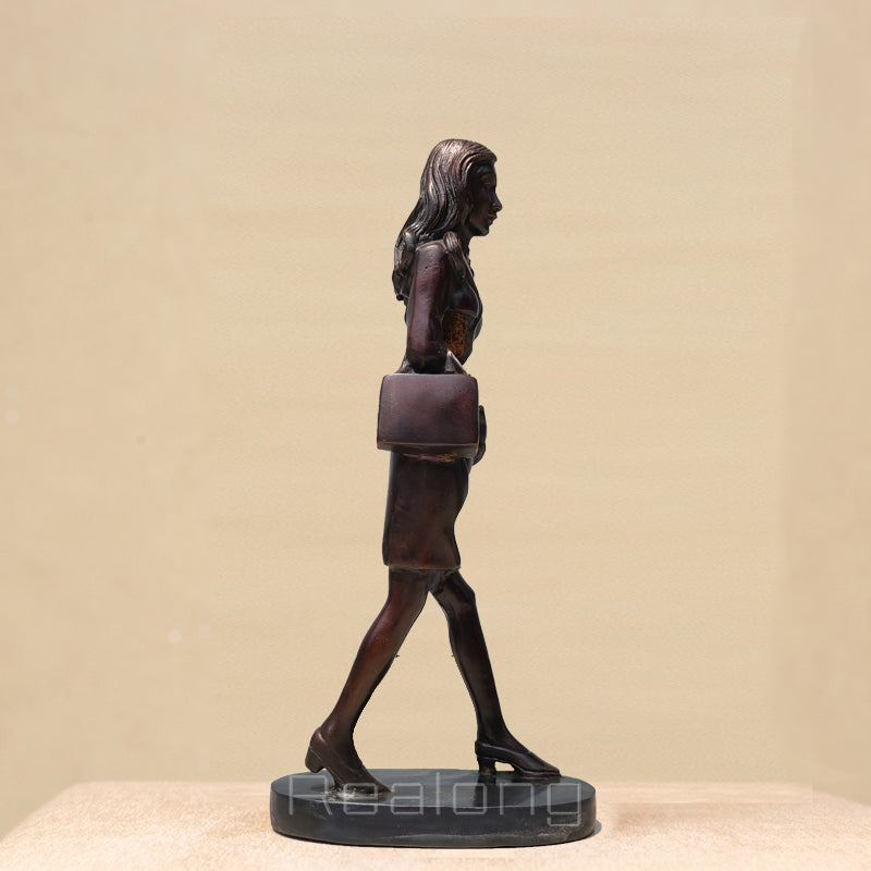 14 Inch Bruno Catalano Bronze Traveller Sculpture Abstract Travel Woman Statue Female Figurine Famous Bronze Cast For Home Decor