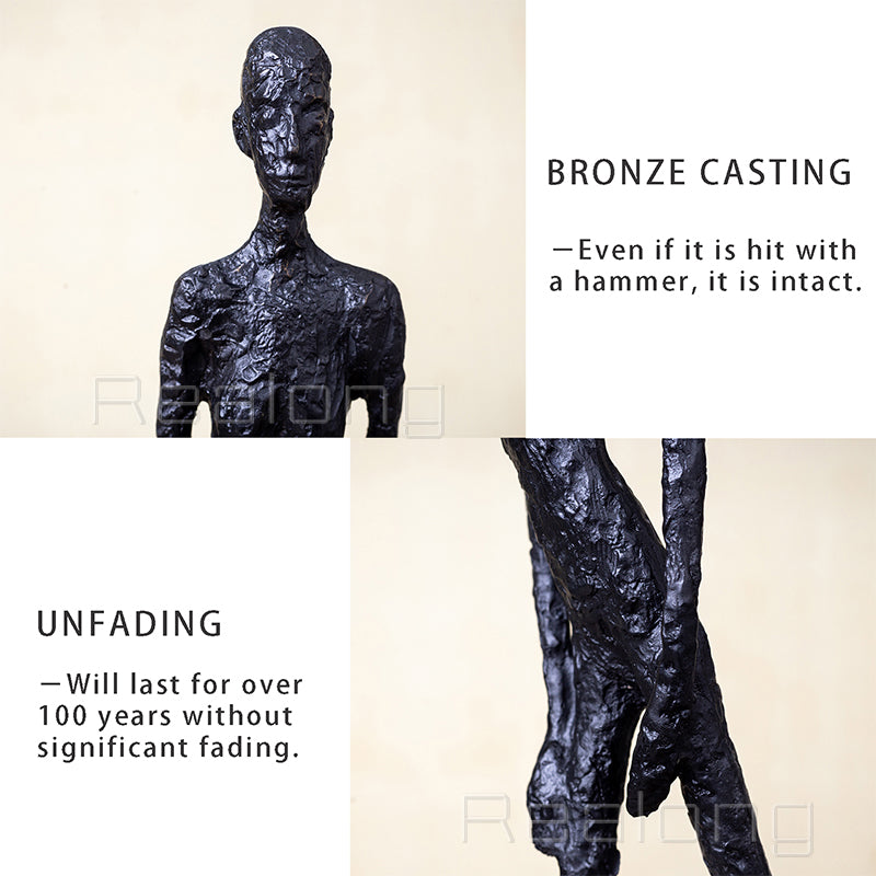 30cm Real Bronze Walking Man Statue by Giacometti Replica Abstract Vintage Bronze Casting Art Crafts Home Decor Ornament Gifts