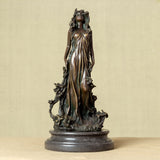 30cm Beautiful Flora Goddess Statue Girl Figurine Bronze Sculpture Western Europe Person Bronze Statue Vintage Art Home Decor