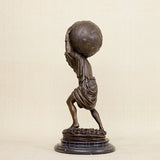 32cm Famous Bronze Sculpture Bronze Atlas Carrying Globe Statue Bronze Atlas Statue With Marble Base For Home Decoration Gifts