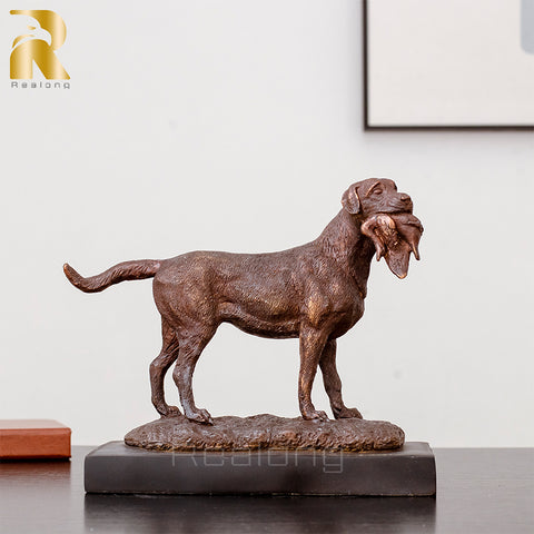 Bronze Deer &amp; Dog Statue