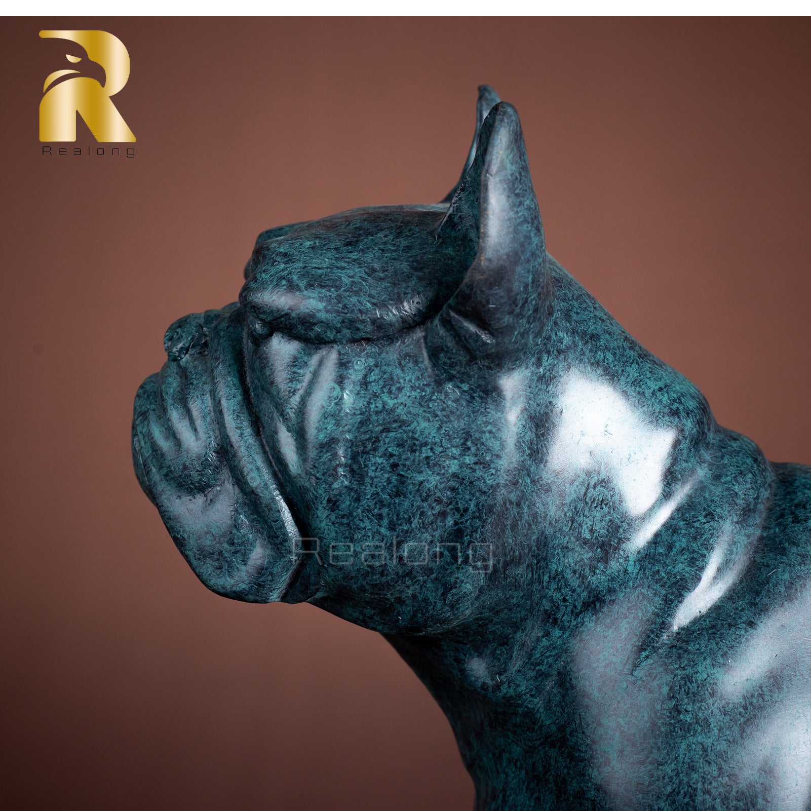 Dog Statue Bronze Sculpture Home Decor 38cm Bulldog Sculpture 100% Bronze Statue For Family Friend
