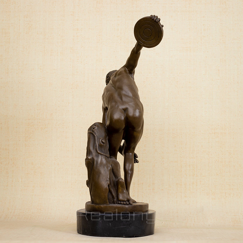 40cm Bronze Discus Thrower Sculpture Famous Bronze Discobolus Statue Casting Art Crafts For Home Decor Ornament Classical Gifts