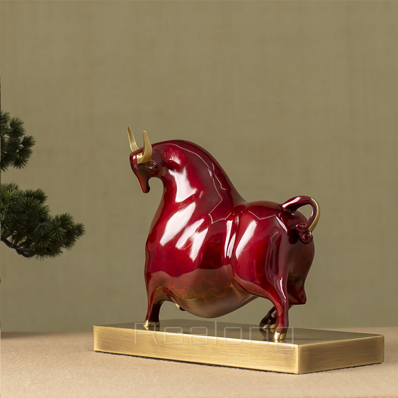 Abstract Bronze Bull Statue Casting Bronze Bull Sculpture Modern Art Hand-made Crafts For Home Decor Ornament Office Gifts