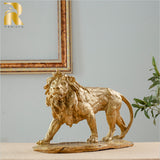Bronze Lion Statue Noble Lion Bronze Sculpture Gold Lion Fierce Wild Animal Figurines For Home Office Art Decor Ornament Gifts