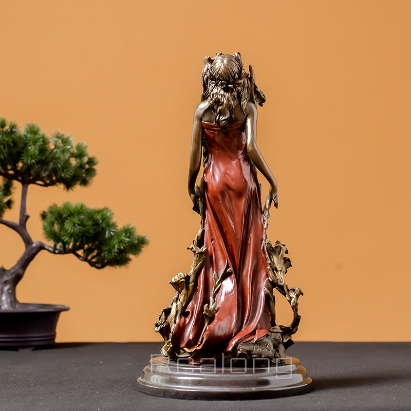 Beautiful Flora Goddess Statue Girl Figurine Bronze Sculpture Western Europe Person Bronze Statue Vintage Art Home Decor
