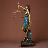 49cm Lady Justice Bronze Sculpture Themis Blind Justice Cast Bronze Statue Myth Goddess of Justice Figurine For Home Decor Gifts