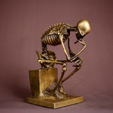 Skeleton Thinker Bronze Statue Bronze Thinking Skeleton Sculptures Abstract Bronze Casting Art Crafts For Home Decor Ornament
