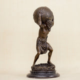 32cm Famous Bronze Sculpture Bronze Atlas Carrying Globe Statue Bronze Atlas Statue With Marble Base For Home Decoration Gifts