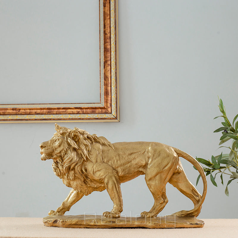Bronze Lion Statue Noble Lion Bronze Sculpture Gold Lion Fierce Wild Animal Figurines For Home Office Art Decor Ornament Gifts