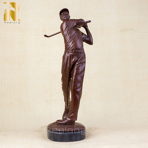 Bronze Golf Man Statue Bronze Golfer Sculpture Office Golf Decor Ornament Bronze Art Crafts Gifts