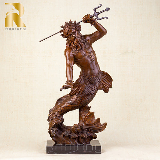 Poseidon Lord Of The Seas Bronze Sculpture Bronze Poseidon Statue Western Art Greek Figurine For Home Decoration Ornament Gifts